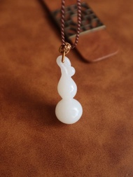 天然和田玉羊脂玉葫蘆項鏈吊墜 新疆羊脂玉項鏈 脂份好 結構細膩