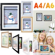 A6/A4 Kids Artwork Picture Frame Retro Wooden Frames Wall Display Artwork Frame for Kids Drawings Ar