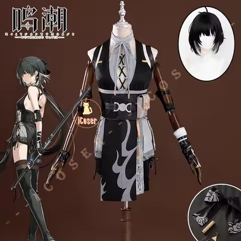 Wuthering Waves Female Rover Cosplay Costume Wig Uniform Earrings Headwear Main Character Resonator 