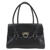 Salvatore Ferragamo Ferragamo Gancini 托特包 FZ-21 C922 小牛皮黑色單肩包/手提包 A5 翻蓋 女士 [二手]