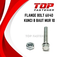 MESIN FLANGE Bolt 6X40 KEY 8 M6 WHITE MOTORCYCLE ENGINE BLOCK BOLT M6X40 HEX NUT THREAD 10