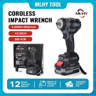 MLHY 800Nm Electric Cordless Impact Wrench Heavy Duty Brushless High Power Drive Ratchet Socket 800N