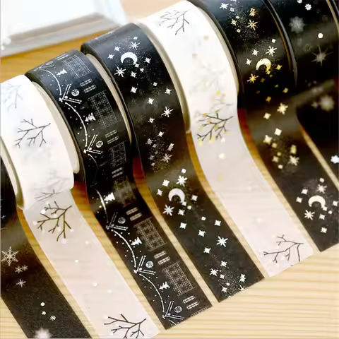15mm*5m Golden silver stars Washi Tape Album Scrapbook DIY Custom Adhesive Tape Office adhesive Stic