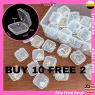 12pcs Tebal Mini Clear PP Plastic Storage Container Box 3.5x3.5x1.5cm Sim Card Screw Jewelry Ring Ea