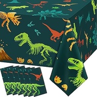Tudomro 6 Pieces Dinosaur Plastic Party Tablecloth Dinosaur Birthday Table Cover Decorations Disposa