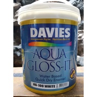 ♞,♘,♙Aqua Gloss-it AG-100 White 4L Davies Aqua Gloss It Water Based Enamel Paint 4 Liters 1 Gallon
