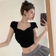 Square Wavy Collar T-SHIRT WITH BREAST MOD KW8