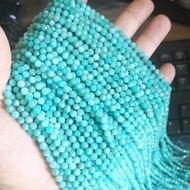 2MM 3MM 4mm Natural Amazonite Faceted Loose Beads Blue Crystal Semi-Finished DIY Loose Beads Amazon