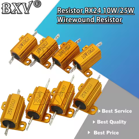 1PCS 10W 25W Aluminum Power Metal Shell Case Wirewound Resistor 0.01 ~ 30K 1 2 3 5 6 8 10 20 100 150