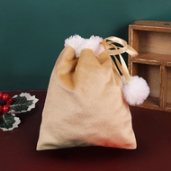 Christmas Drawstring Bag Holiday Gift Bag with Poms Portable Christmas Gift Bag with Drawstring Closure Reusable Holiday Packaging for Southeast Asian Buyers