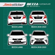 Sticker Kereta Bezza, Sticker Belakang, Custom Warna dan Nombor Plate.