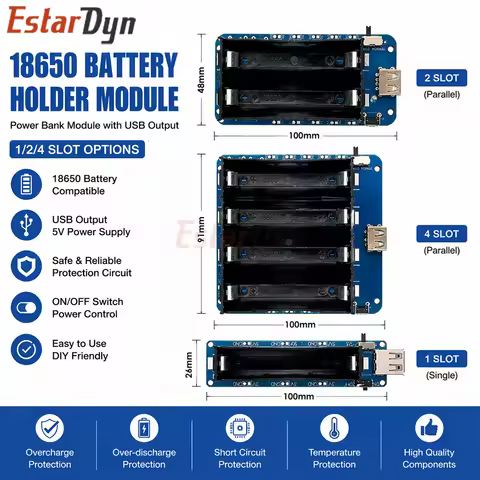 Estardyn 18650 Battery Charge Shield 5V 3A & 3V 1A Dual Output USB-A Micro USB for Raspberry Pi Node
