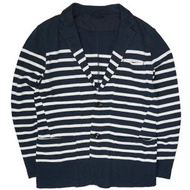 SOPHNET.日本製造拼接邊飾雙扣外套 (SOPH-120029)，小號，海軍藍/白色，修身外套。二手。 SOPHNET .