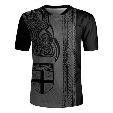3D Printing The Republic-of Fiji Flag V Neck T Shirt Fiji Rugby-Jersey Emblem Graphic V neck T Shirt