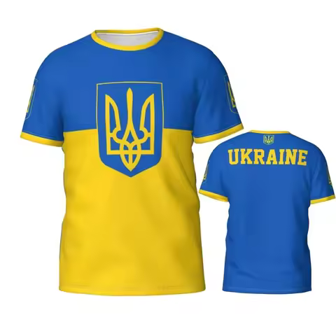 Ukraine Flag Trident T-Shirt 3D printed quick-drying breathable T-shirt, football jersey, outdoor le