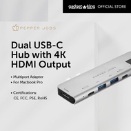 [PEPPER JOBS] Dual USBC Hub with 4K HDMI output for MB Pro 13"/15"/16" & MBA [TCHMBP7+]