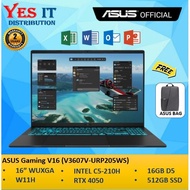 ASUS Gaming V16 V3607V-URP205WS (Intel Core 5 210H, 16GB, 512GB SSD, RTX4050 6GB GDDR6, 16", W11) Ga