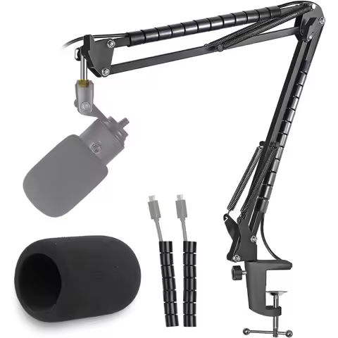 K669 Microphone Boom Arm Mic Stand Windscreen and Cable Sleeve Compatible with Fifine K669 669B USB 