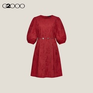 G2000 Belted Clip Jacquard Midi Dress
