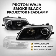 Proton Waja Black Smoke Head Light Lamp Crystal Projector Lampu Depan Besar