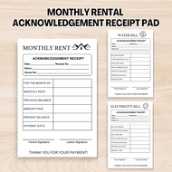 JM Creatink Monthly Rent / Water Bill / Electricity Bill Acknowledgement Receipt Pad 4x6 inches