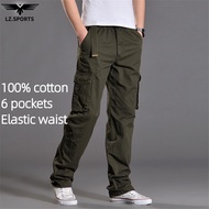 【Ready Stock】 【Pants】 【Men Clothes】 cargo pants men plus size big size loose cargo pants cotton cargo pants elastic wais