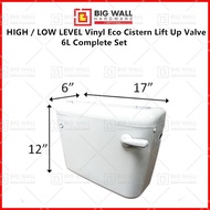 HIGH / LOW LEVEL Single Push Button Vinyl Eco Cistern Lift Up Valve 6L Complete Set Toilet Cistern T