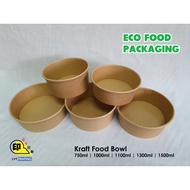 [Clearance Stock Price] 100pcs Craft Paper Bowl Takeaway Dabao Waterproof Food Bowl with Lid 牛皮纸打包纸碗