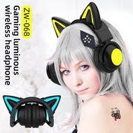 ZW068 Bluetooth Headphones LED light Cat Ears Headset Wireless