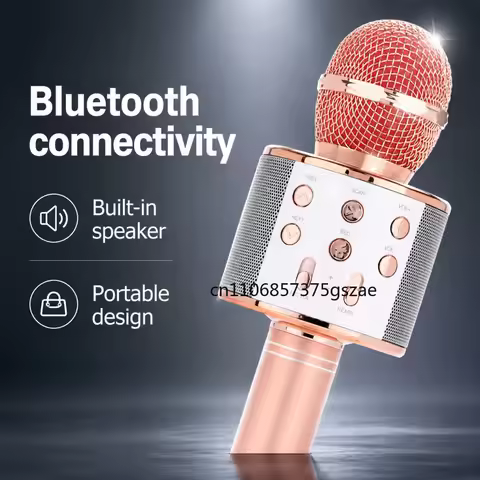 Wireless Bluetooth Karaoke Microphone , Karaoke Mic Speaker With Adjustable Remix FM Radio for Kids 