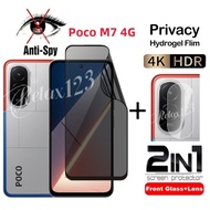 2in1 For Poco M7 4G 2025 Anti-Privacy Hydrogel Films and Camera Flim For Xiaomi Poco M7Plus M7Pro Po