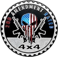 2ND Amendment Badge Rated Car Emblem, 4 x 4 Metal Automotive Badge 3D Metal Car Badges Emblems Round