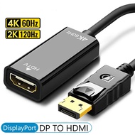 4K DisplayPort to HDMI Adapter Converter Mini DP Male DP to Female HDMI Cable Adapter Video Audio For PC Laptop TV Projector
