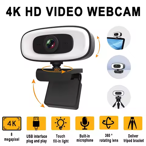 Webcam Mini 4K USB Computer 2K Webcam Full HD 1080P Web For Work With Microphone Tripod For PC Lapto