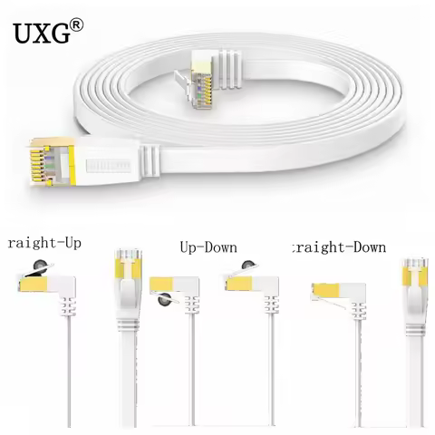White Ultra Slim Cat6 Ethernet Cable Left Up Down Angle UTP Network Patch Cable Cat 6(Category 6) 0.