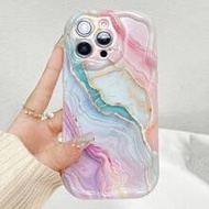 เคสโทรศัพท์ลายหินอ่อนคลื่นครีมเคลือบเงา, เข้ากันได้กับ iPhone 16/11/16pro/16plus/16promax/16e/15Prom