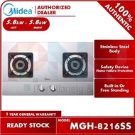 Midea 5.8kW Stainless Steel Safety Device Built-in Cooker Hob / Gas Stove MGH-8216SS