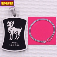 Aries - Aries white stainless steel pendant with solid stainless steel chain + stainless steel hook,
