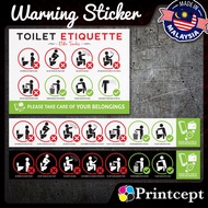 Toilet Etiquette Etika Tandas Sticker Sign