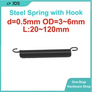 65Mn Spring Steel Tension Spring | Tension Spring With Hook | Open/Closed Hook Spring d=0.5mm OD=3~6