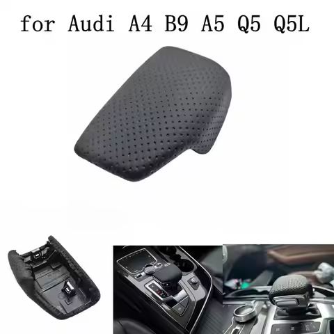 auto Gear Shift Knob Cover Perforated LHD For Audi A4 B9 A5 Q7 Q5 2016 2017 2018 2019 Suede Leather 
