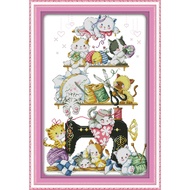 Joy Sunday Cross Stitch Patterns Kits Embroidery Needlework Sets-The Kittens