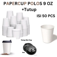 Plain Paper Cup + Lid Plain Paper Cup 9oZ, Paper Cup, Coffee Cup, Paper Cup