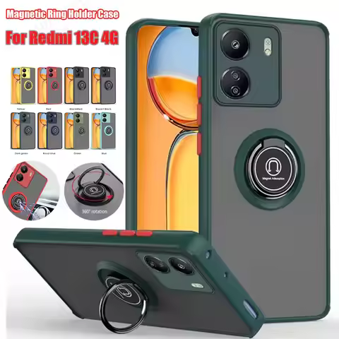 Funda For Xiaomi Redmi 13C 4G 5G Shockproof Magnetic Ring Stand Holder Phone Case On Redmi 14C 12C 1