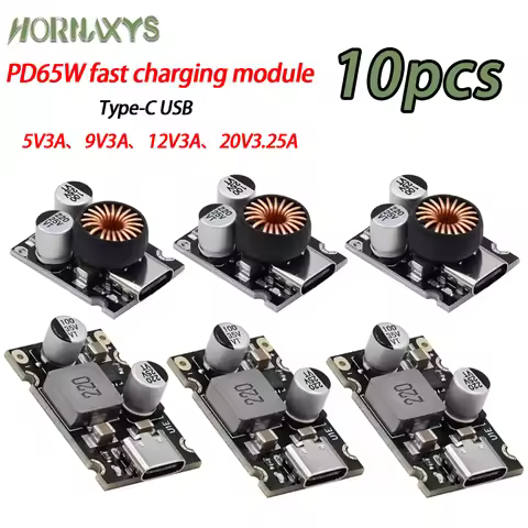5-10pcs PD65W Fast Charging Module Type-C USB Interface Supports PD3.1 QC3.0 SCP PPS Fast Charger 5V
