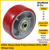 KOHL Caster Heavy Duty Polyurethane Caster Mold on Cast Iron Double Ball Bearing (Swivel Fixed Swive
