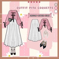 Brielle Coquette Set (Cardigan + Ribbon Skirt + Bella Square) One Set outfit for Teenagers