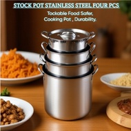 New 4pcs Stainless Steel Cooking Pot (23cm, 25cm, 27cm and 29cm) sizes with Handle Durable Pot Stain
