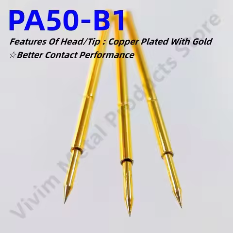 20/100PCS PA50-B1 Spring Test Probe PA50-B Test Pin Test Tool 16.35mm Dia0.68mm Gold Needle Tip Dia 