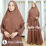 Gamis aqila syari/ full set/ hasanahsyari/ ceruty babydoll premium/ gamis terbaru/